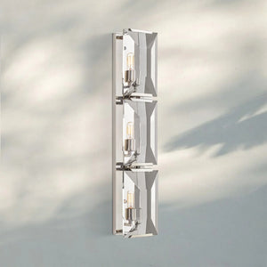 Herlow Multicurve Crystal Triple Wall Sconce-Polished Stainless Steel-