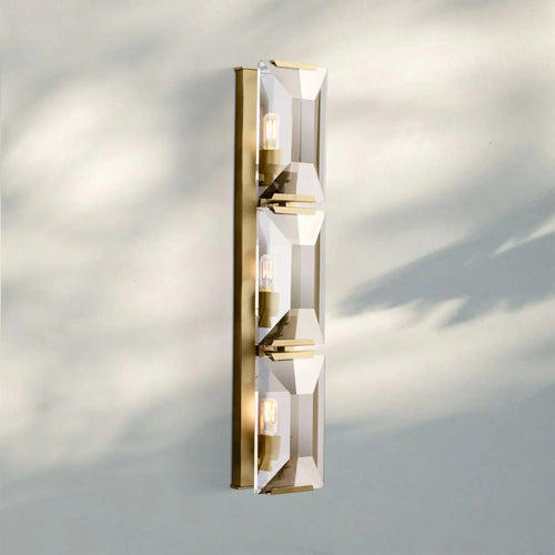 Herlow Multicurve Crystal Triple Wall Sconce-Lacquered Burnished Brass-