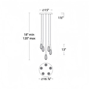 Hibiscus LED Multi Light Pendant Light Round Chandelier - Arialamps