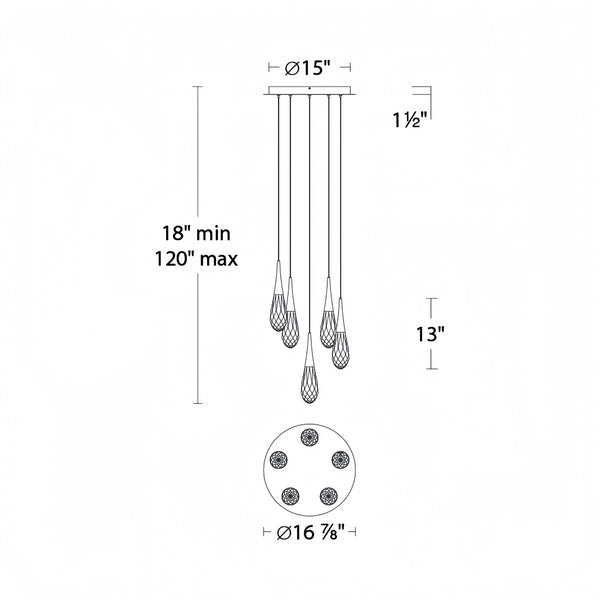Hibiscus LED Multi Light Pendant Light Round Chandelier - Arialamps