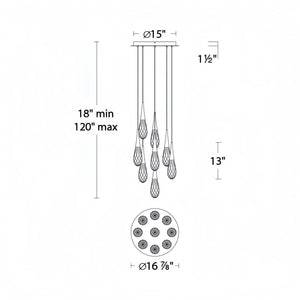 Hibiscus LED Multi Light Pendant Light Round Chandelier - Arialamps