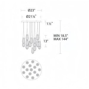 Hibiscus LED Multi Light Pendant Light Round Chandelier - Arialamps