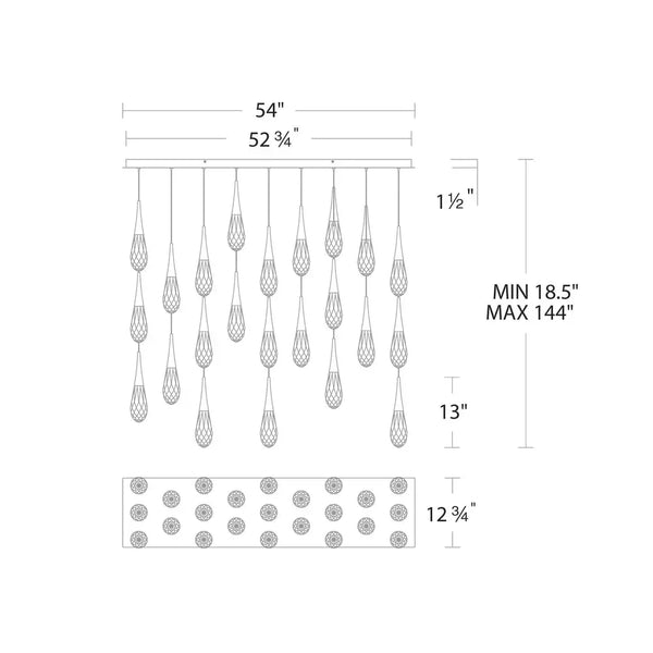 Hibiscus Linear LED Multi Pendant Light - Arialamps