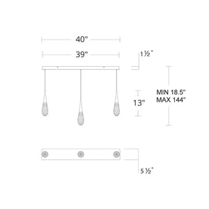 Hibiscus Linear LED Multi Pendant Light - Arialamps