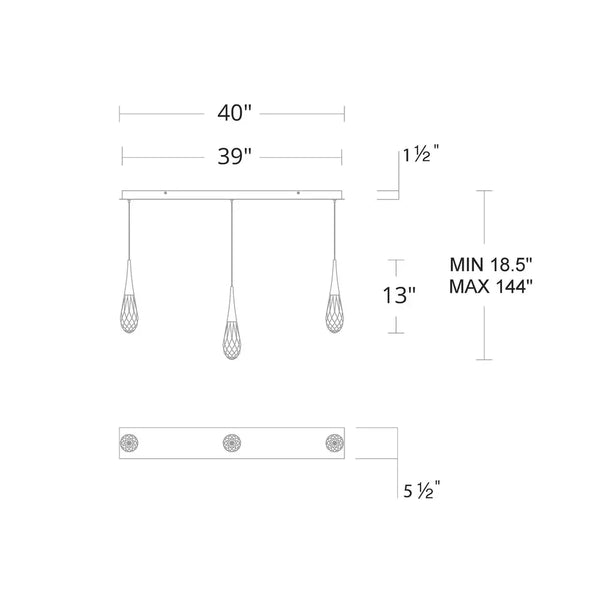 Hibiscus Linear LED Multi Pendant Light - Arialamps