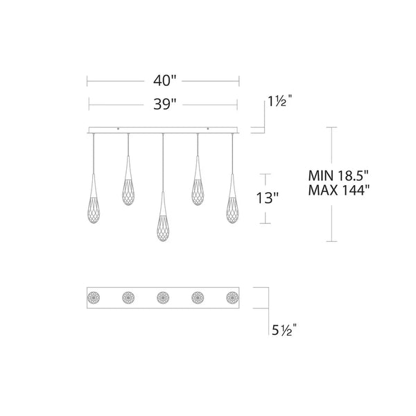 Hibiscus Linear LED Multi Pendant Light - Arialamps