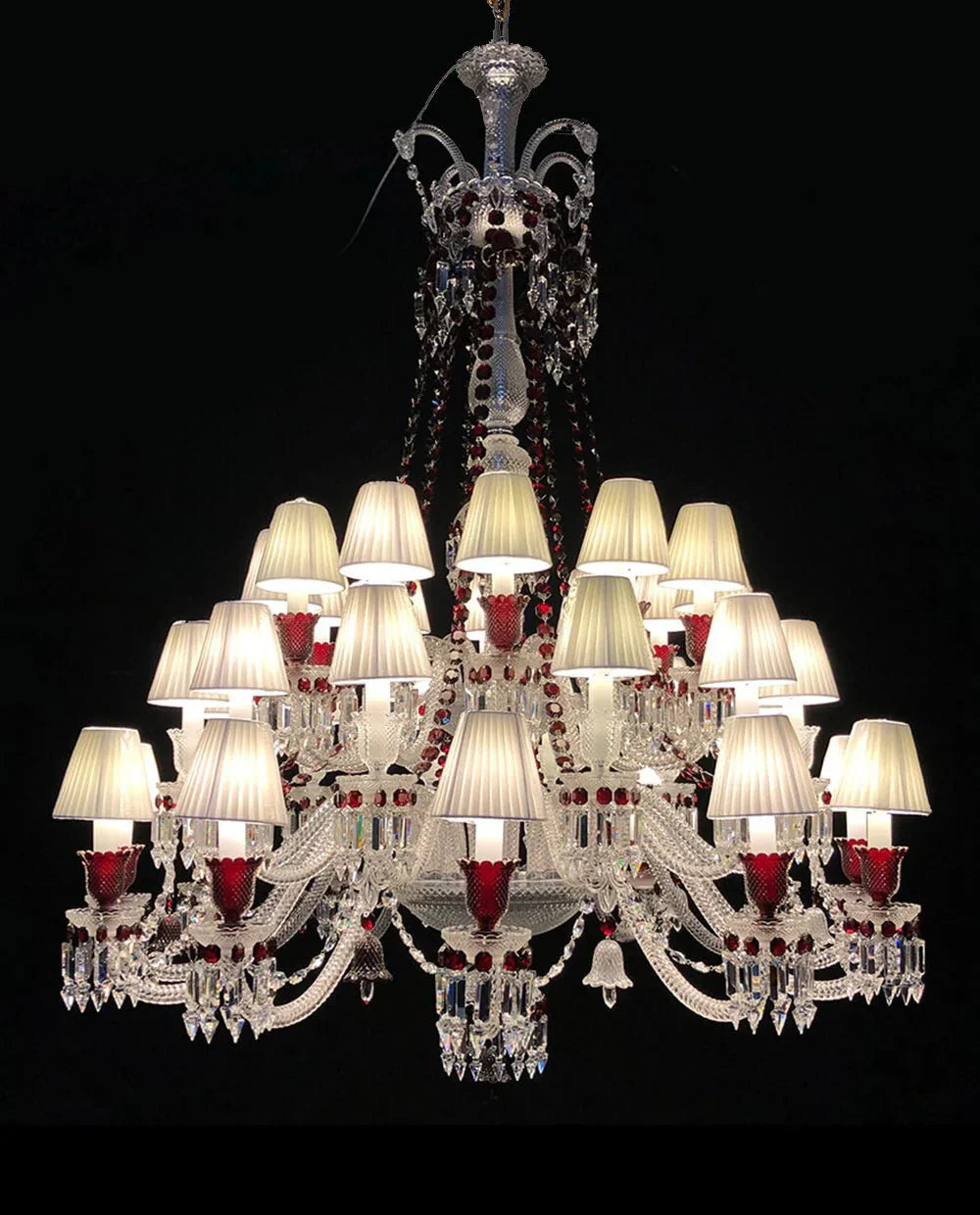 High End Luxtre 36 Lights Clear & Red Zanith Crystal Lighting - Arialamps