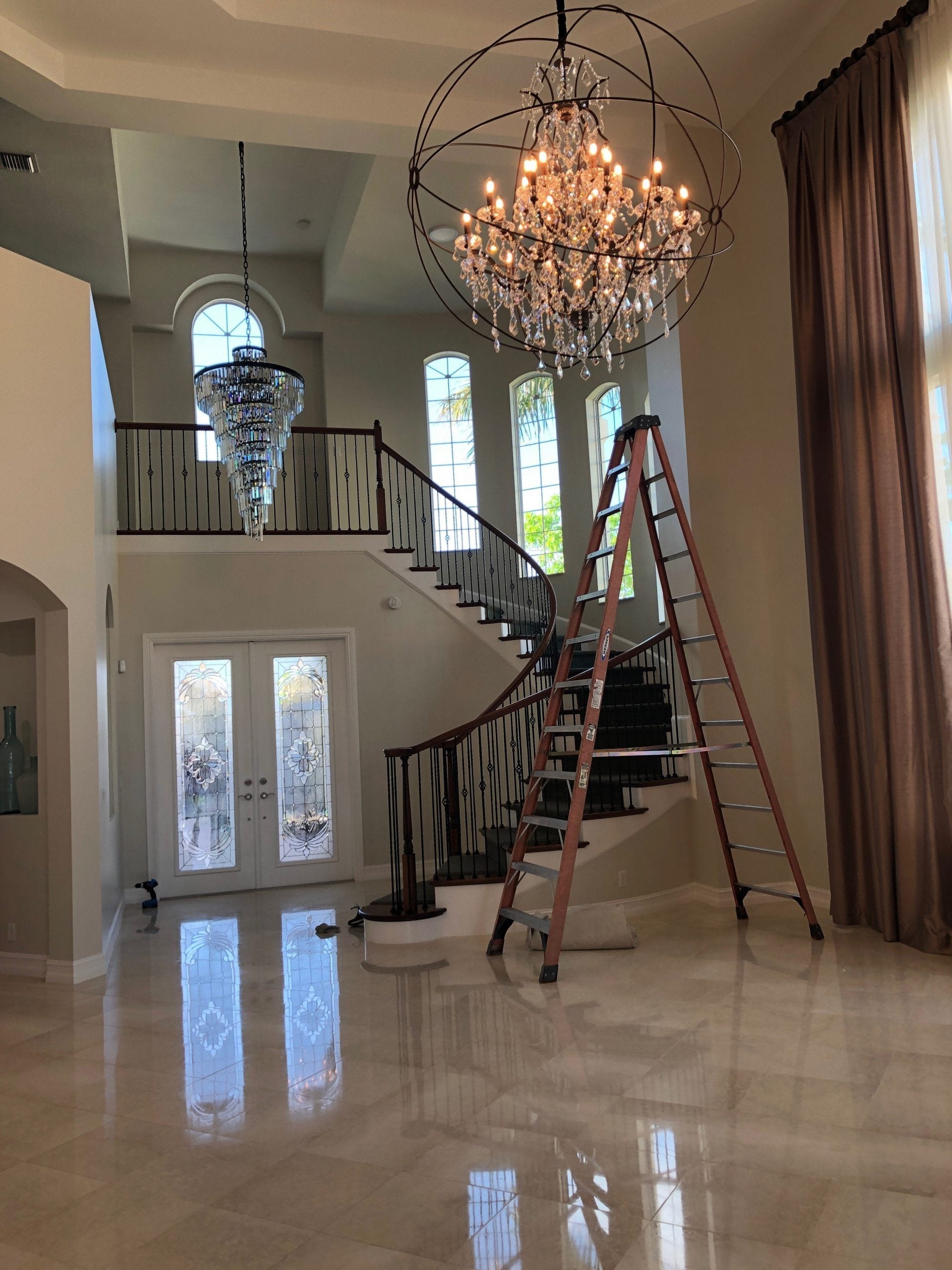 Aria Spiral Tiered/ Layered Crystal Fringe Living Room Chandelier Light