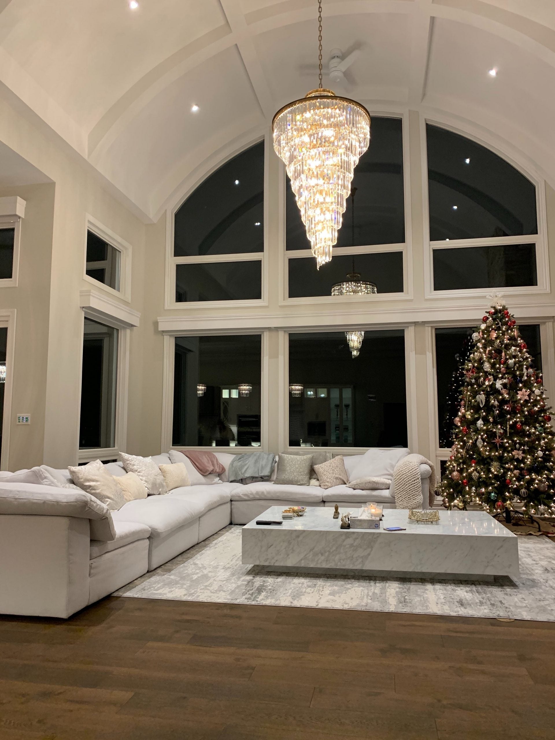 Aria Spiral Tiered/ Layered Crystal Fringe Living Room Chandelier Light