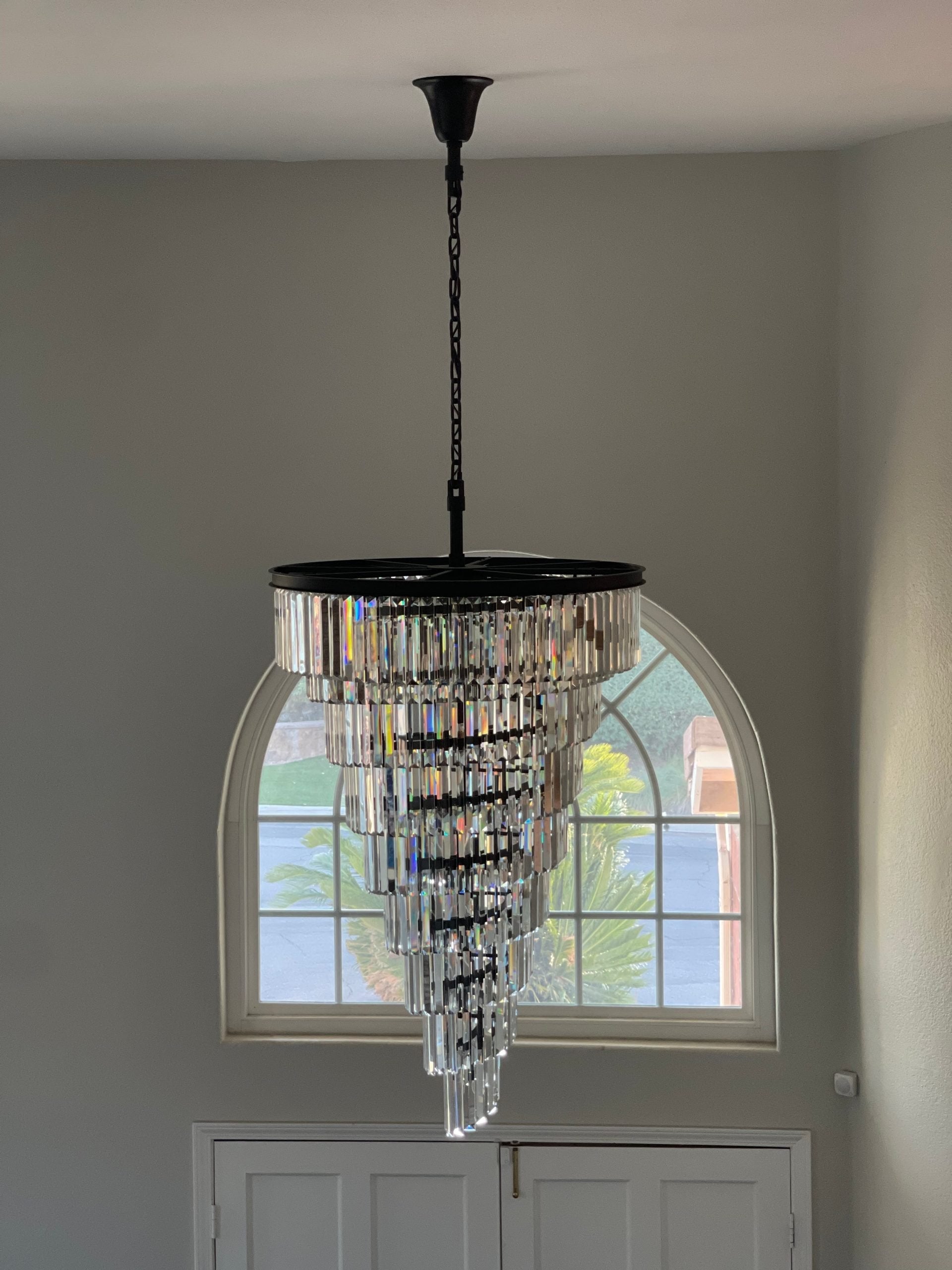 Aria Spiral Tiered/ Layered Crystal Fringe Living Room Chandelier Light