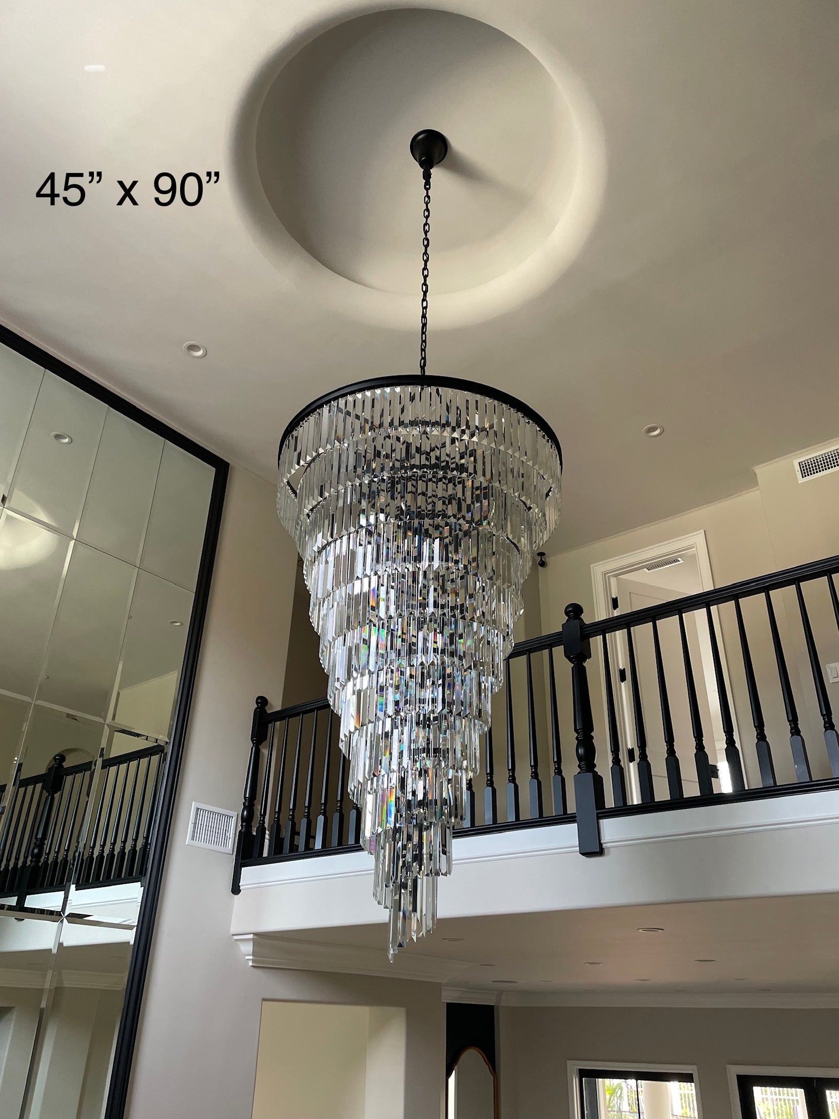 Aria Spiral Tiered/ Layered Crystal Fringe Living Room Chandelier Light