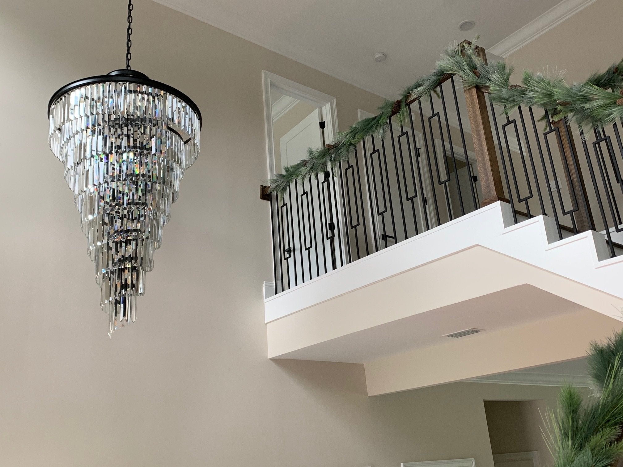 Aria Spiral Tiered/ Layered Crystal Fringe Living Room Chandelier Light