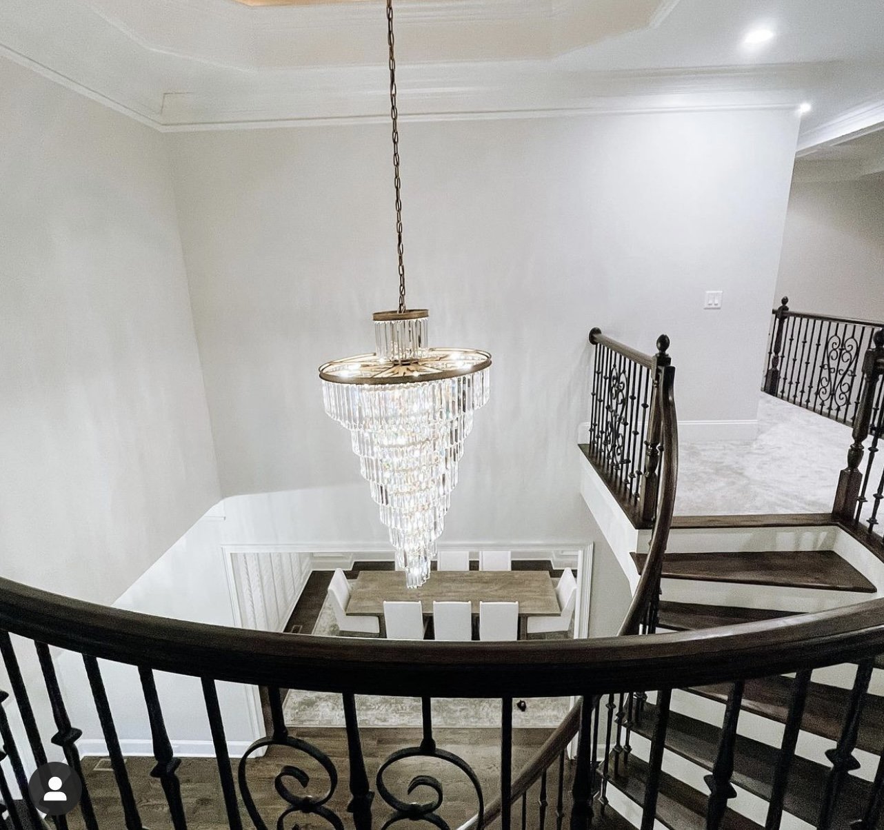 Aria Spiral Tiered/ Layered Crystal Fringe Living Room Chandelier Light