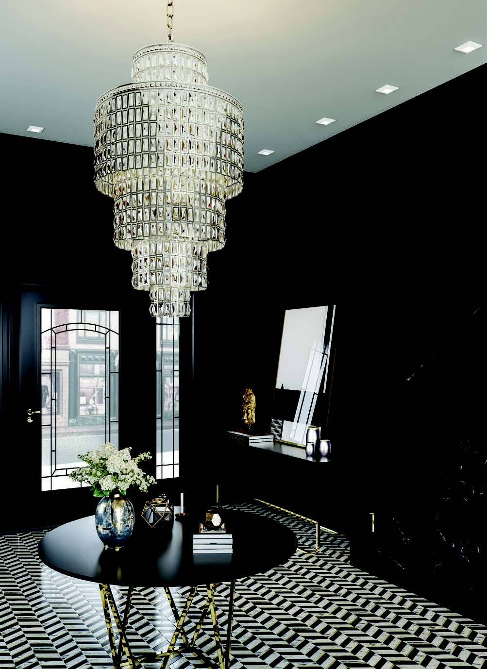 Luxury Round/Oval Multi-Tier Crystal Chandelier in Silver Finish