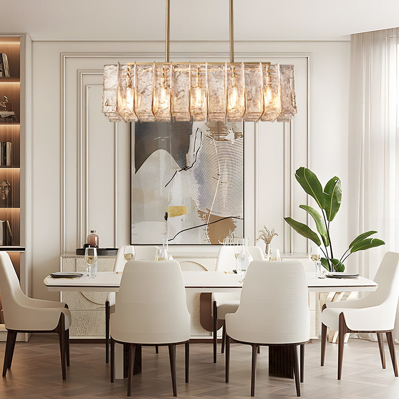 Lattace Smoke Glass Rectangular Chandelier 49"67"