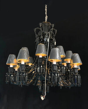 Inspired 18 Lights Black Chandelier Lustre Crystal Lighting with Lampshades - Arialamps