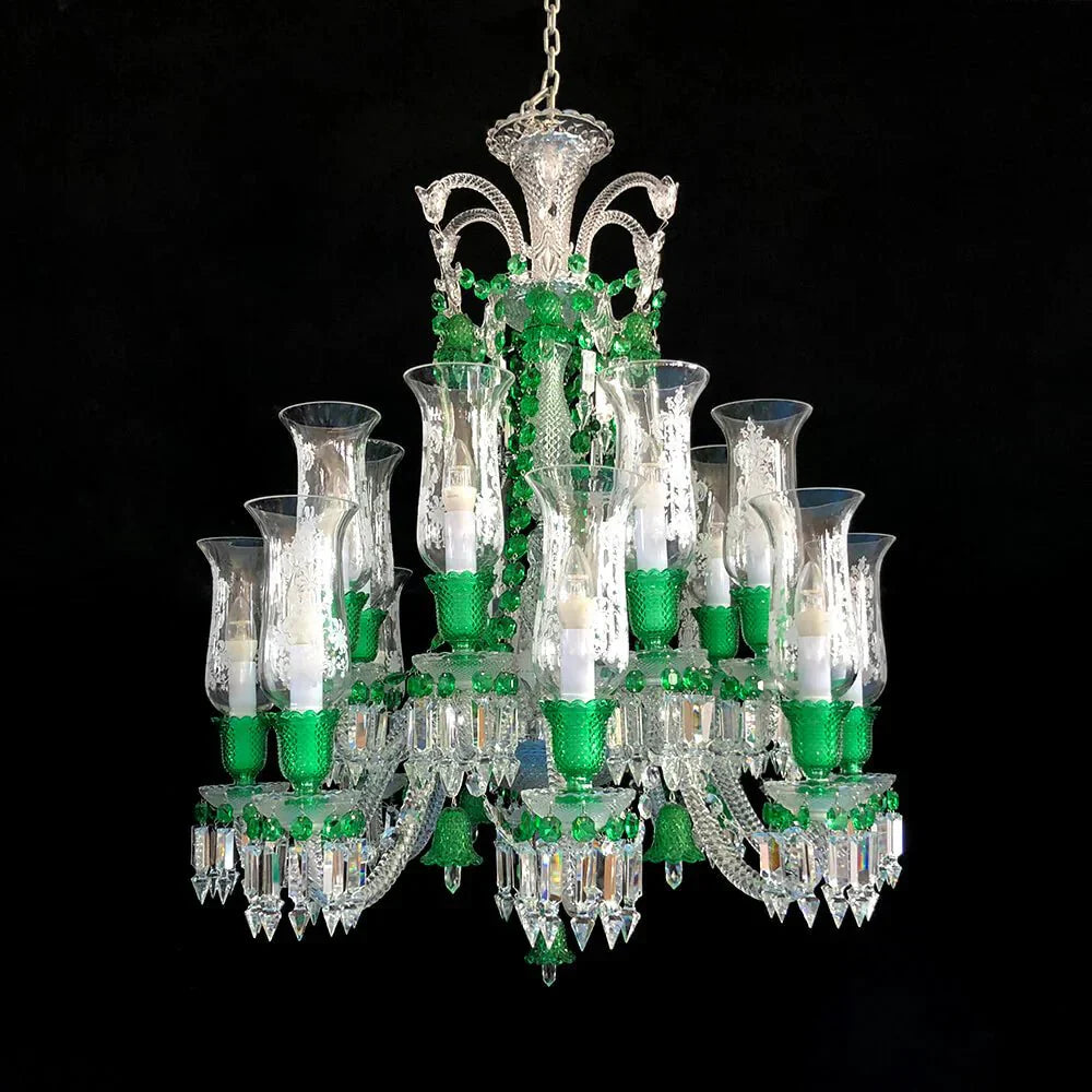 Inspired Lustre Clear & Green Crystal Lighting Chandelier - Arialamps