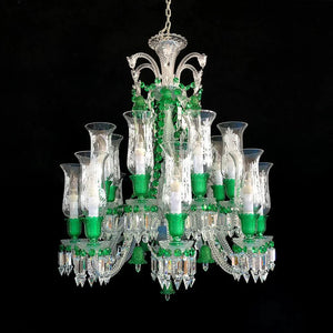 Inspired Lustre Clear & Green Crystal Lighting Chandelier - Arialamps