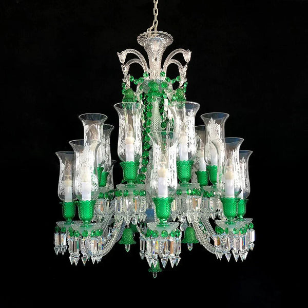Inspired Lustre Clear & Green Crystal Lighting Chandelier - Arialamps