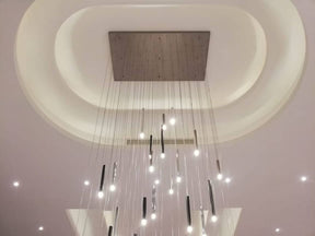 Bellini Rectangular Tri-Tone Tubular Pendant Light Chandelier