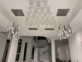 Bellini Rectangular Tri-Tone Tubular Pendant Light Chandelier