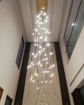 Bellini Rectangular Tri-Tone Tubular Pendant Light Chandelier