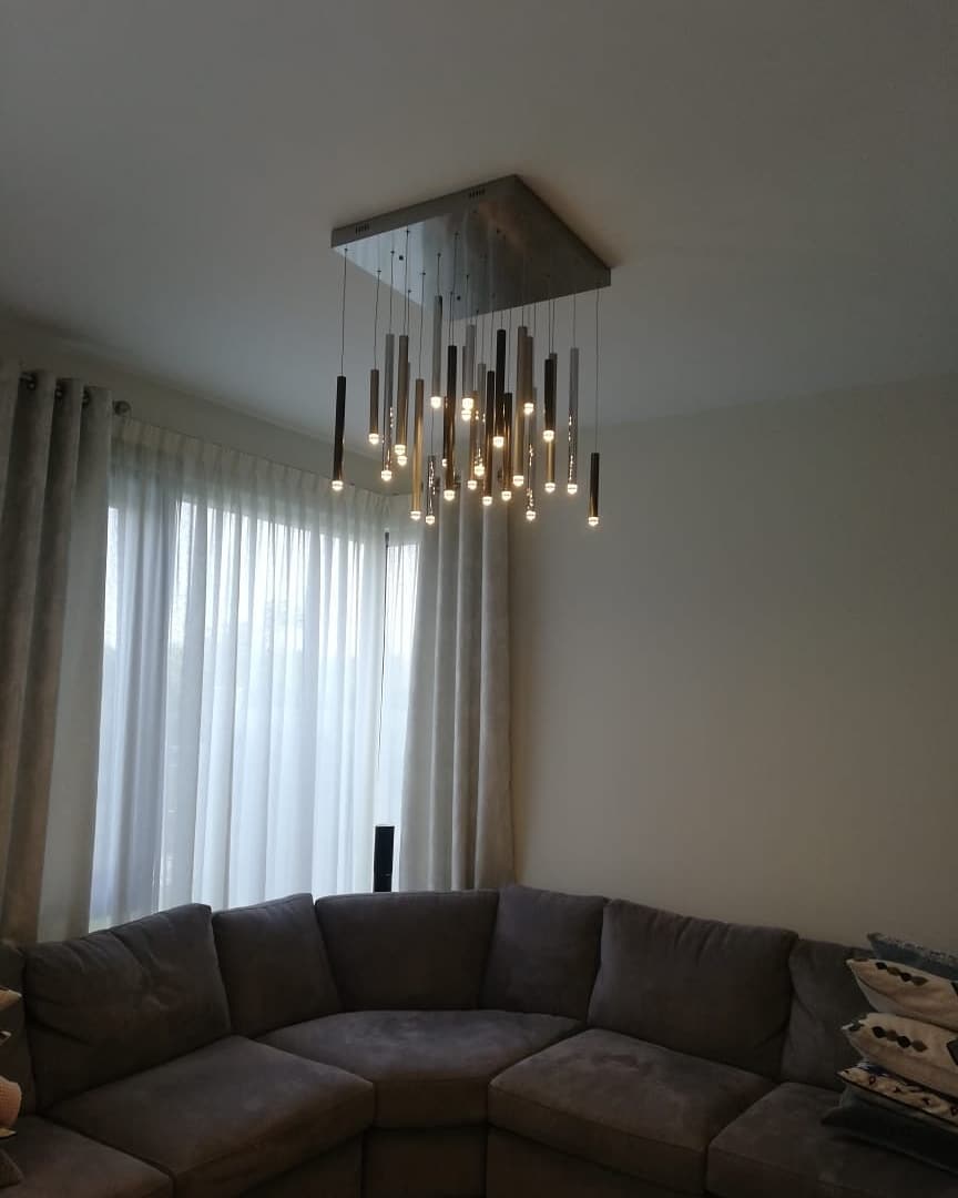 Bellini Rectangular Tri-Tone Tubular Pendant Light Chandelier