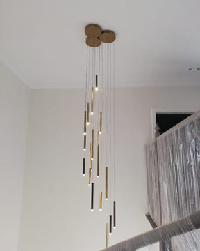 Bellini Square Tri-Tone Tubular Pendant Light Chandelier