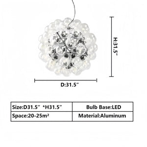 Italian Designer Creative Glass Ball Chandelier Scandinavian Dandelion Hallway/Entryway/Staircase Light Fixture - Arialamps