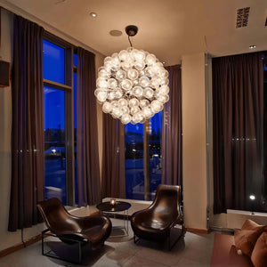 Italian Designer Creative Glass Ball Chandelier Scandinavian Dandelion Hallway/Entryway/Staircase Light Fixture - Arialamps