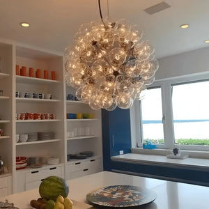 Italian Designer Creative Glass Ball Chandelier Scandinavian Dandelion Hallway/Entryway/Staircase Light Fixture - Arialamps