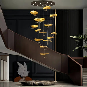 Jenissa Vintage Crystal Staircase Chandelier High Ceiling Luxury Lighting - Arialamps