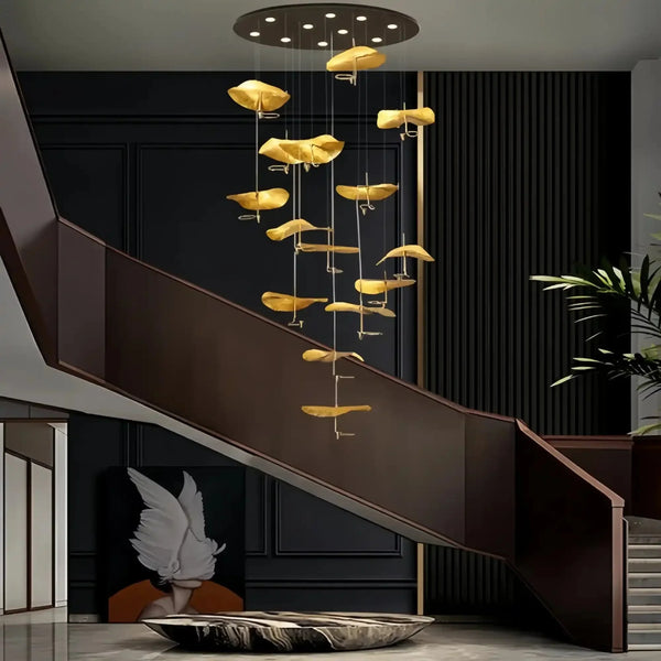 Jenissa Vintage Crystal Staircase Chandelier High Ceiling Luxury Lighting - Arialamps