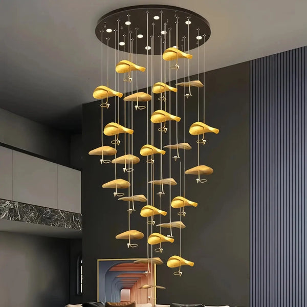 Jenissa Vintage Crystal Staircase Chandelier High Ceiling Luxury Lighting - Arialamps