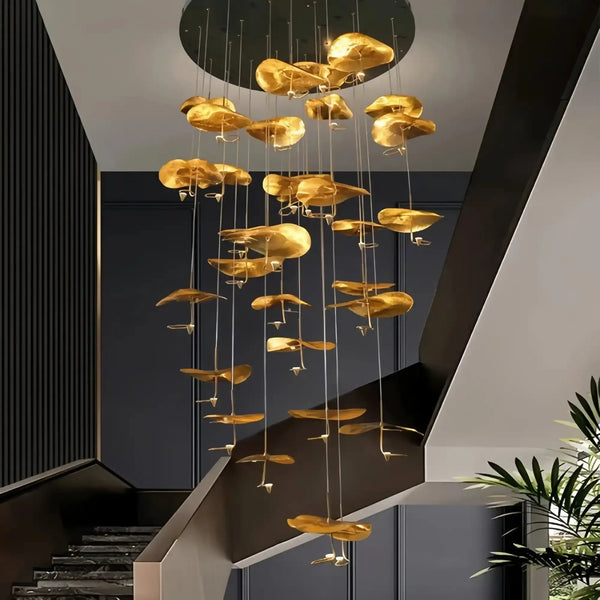 Jenissa Vintage Crystal Staircase Chandelier High Ceiling Luxury Lighting - Arialamps