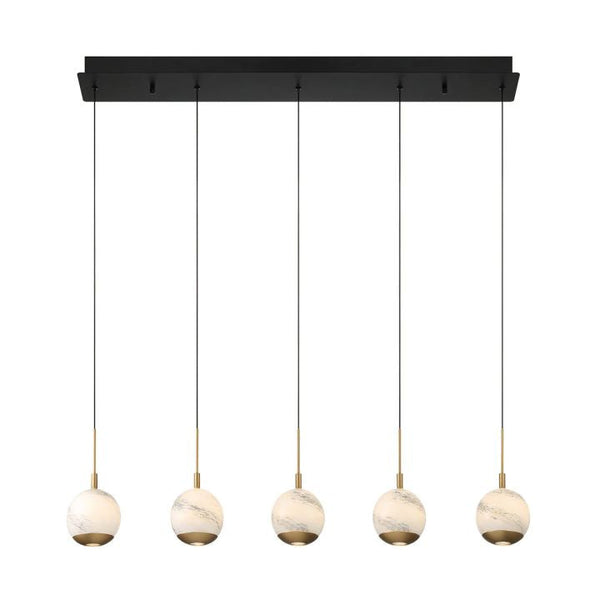 Kimma Lights Linear LED Chandelier-Chandelier-Matte Black-5 Light-Arialamps