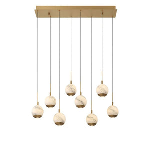 Kimma Lights Linear LED Chandelier-Chandelier-Lacquered Burnished Brass-8 Light-Arialamps
