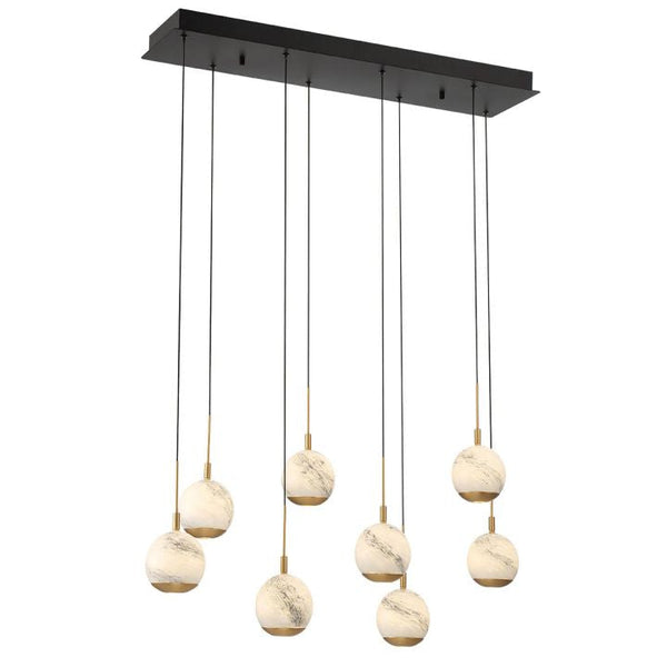 Kimma Lights Linear LED Chandelier-Chandelier-Matte Black-8 Light-Arialamps
