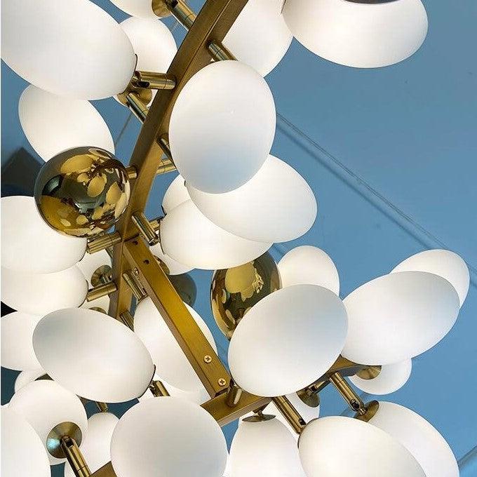 Large Branch Copper Chandelier with Grape Shape Bulbs Unique and Creative Light Fixture for Staircase/ Duplex/ High Ceiling Living Room/ Restaurant-Chandeliers-Arialamps