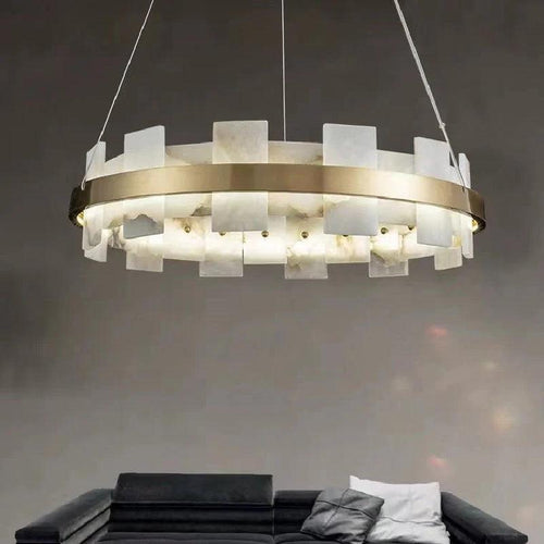Larry Modern Round Marble Chandelier For Living Room-Chandeliers-20"D-Arialamps