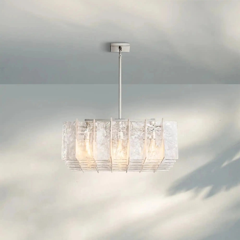 Lattic Clear/Smoke Class Square Chandelier 37'' For living room-Brass-Clear-Arialamps