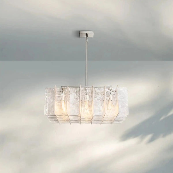 Lattic Square Chandelier 37''-Stain Nickel-