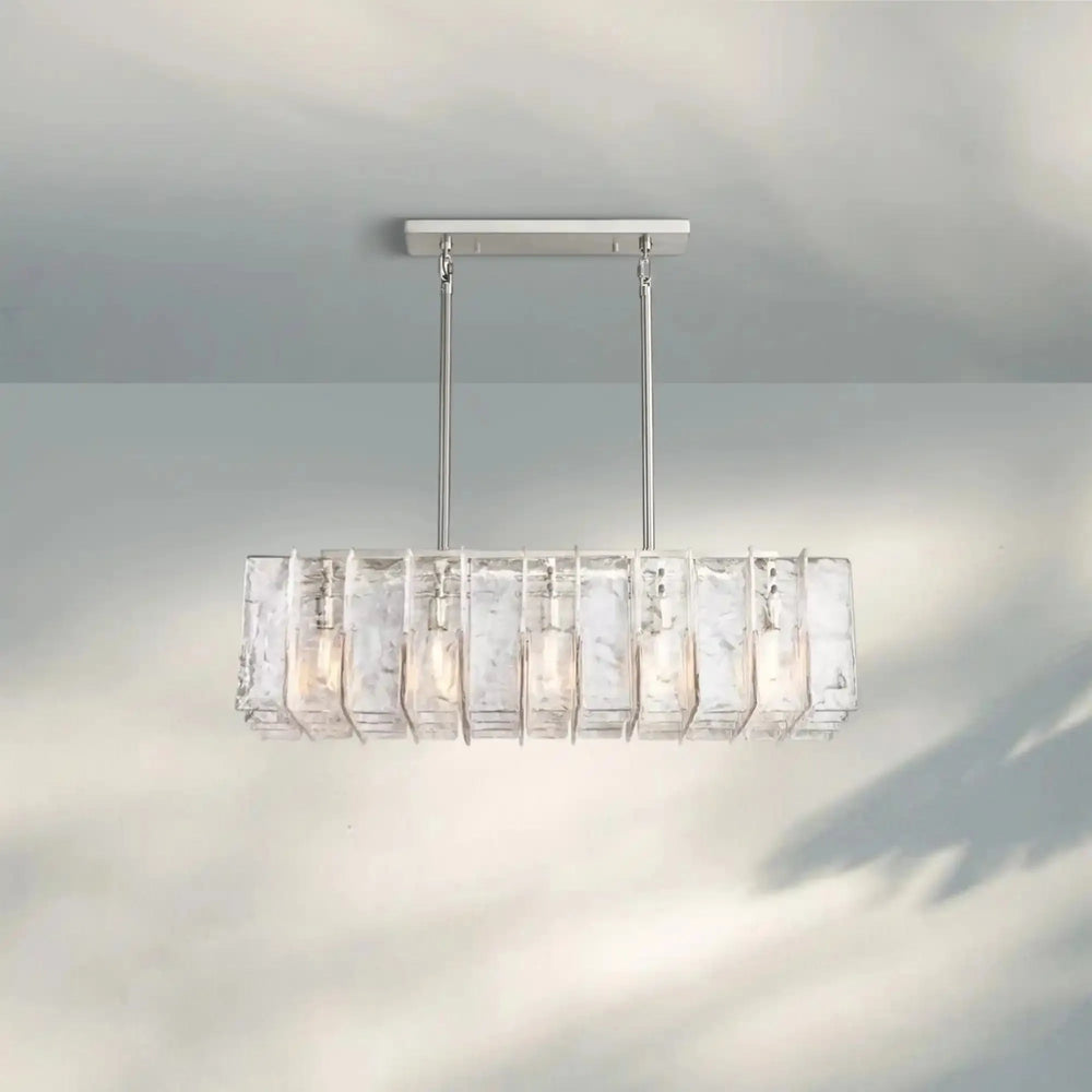 Lattic Smoke Glass Rectangular Chandelier 49'' 67''-Arialamps