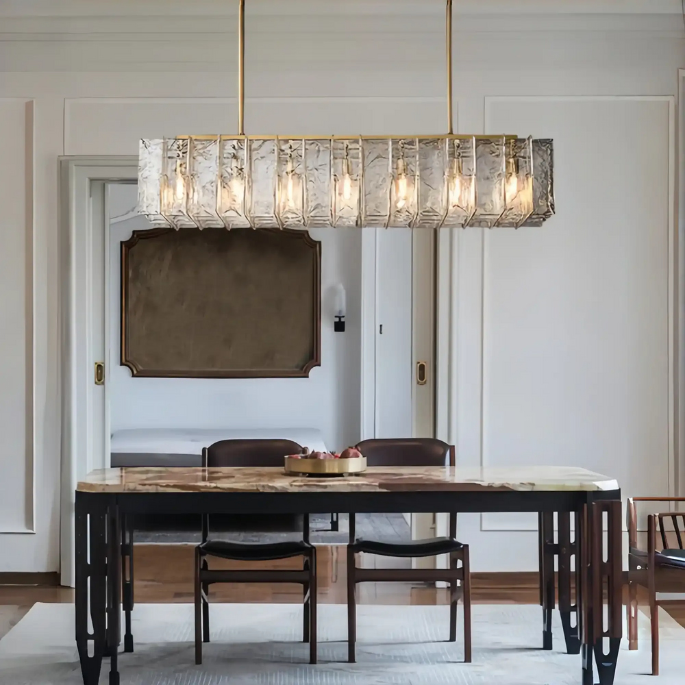 Lattic Smoke Glass Rectangular Chandelier 49'' 67''-Arialamps