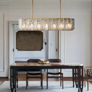 Lattic Smoke Glass Rectangular Chandelier 49'' 67''-Arialamps