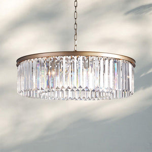 Leyland Crystal Round Chandelier-Brass-