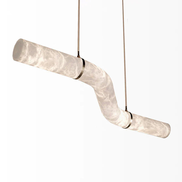 Liberty Curved Pendant Alabaster Chandelier, Pendant Light Over Dining Table-Arialamps