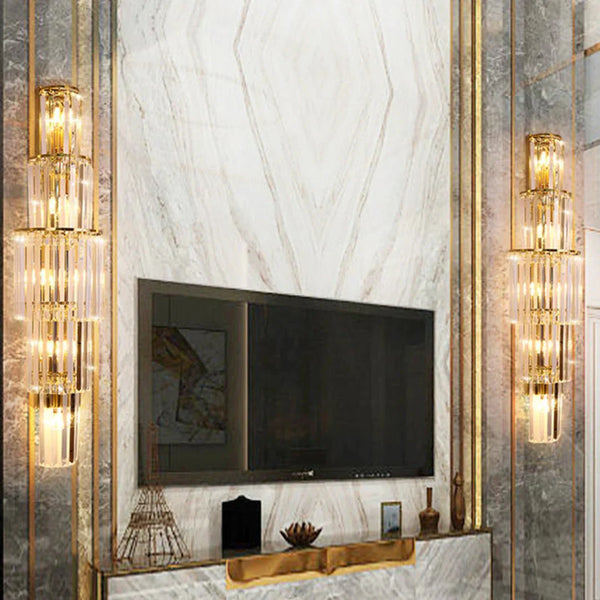 Light Luxury Crystal Layered Wall Lamp - Arialamps