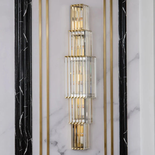 Light Luxury Crystal Layered Wall Lamp - Arialamps