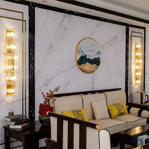 Light Luxury Crystal Layered Wall Lamp - Arialamps